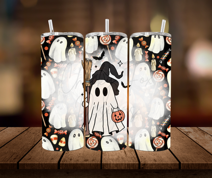 Tumbler - "ghost & halloween candy"