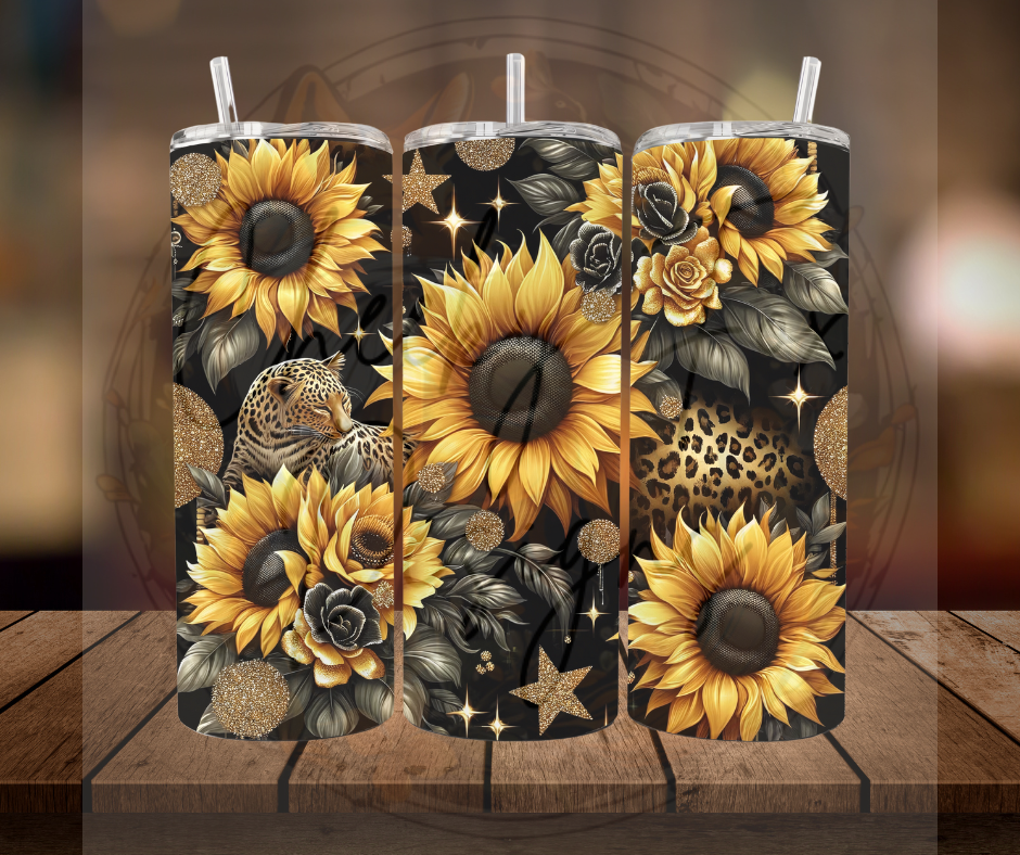 Tumbler - "sunflower black cheetah"