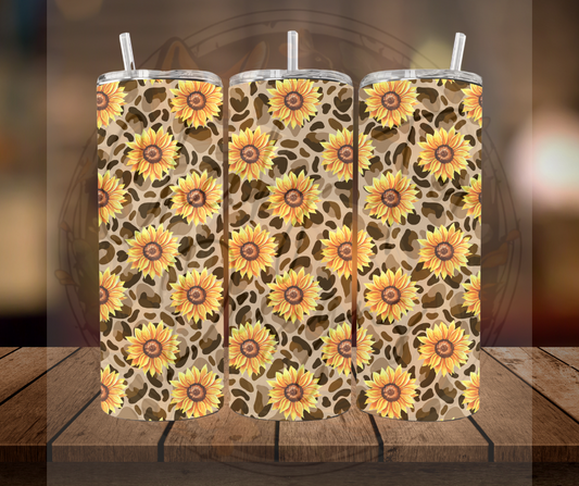 Tumbler - "sunflowers leopard"