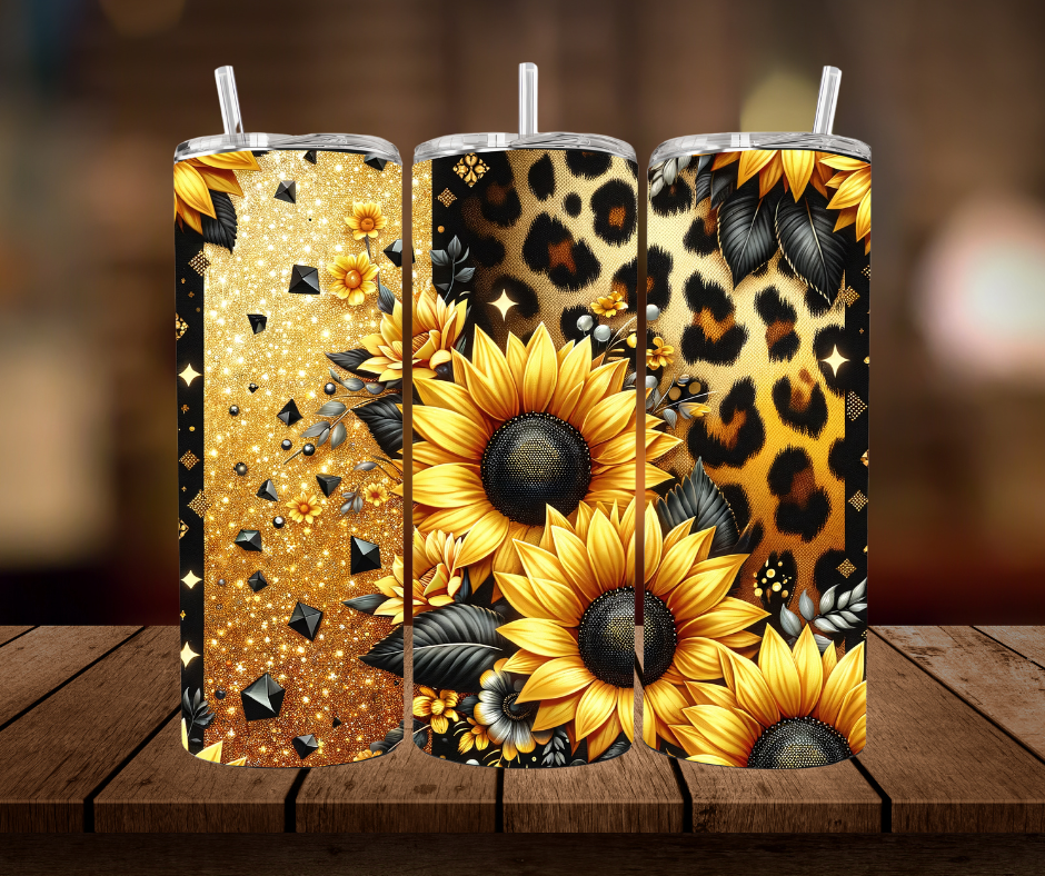 Tumbler - "sunflower gold cheetah"