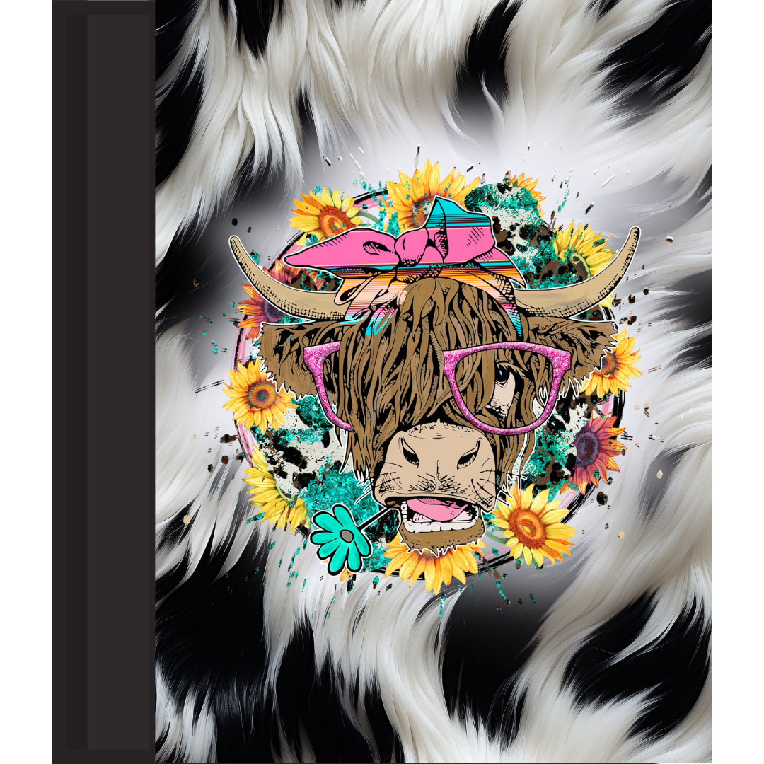 Notebook/Journal "pink highland cow & cowhide"